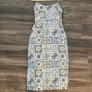 Abercrombie & Fitch Blue Tile Midi Dress